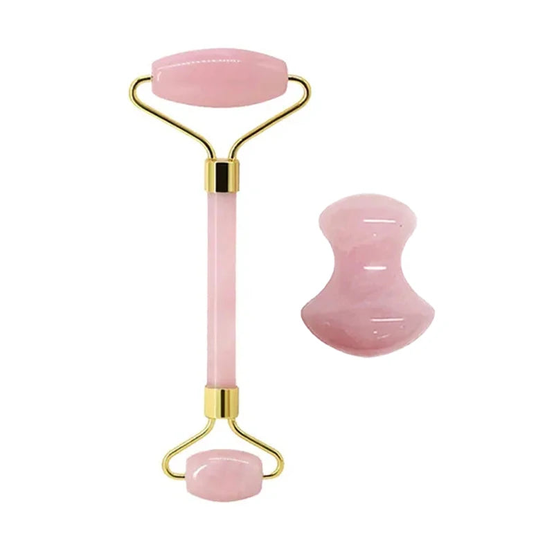 Rouleau de Massage Gua Sha en Quartz Rose Naturel - Éclat et Sérénité