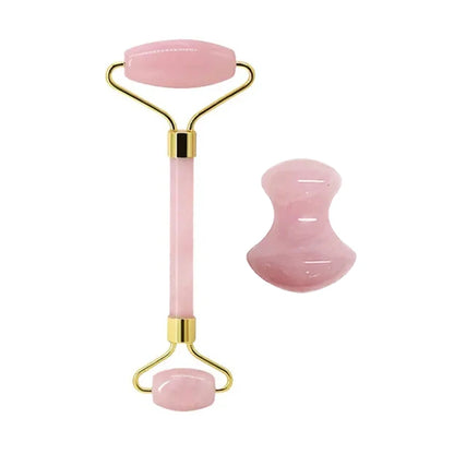 Rouleau de Massage Gua Sha en Quartz Rose Naturel - Éclat et Sérénité