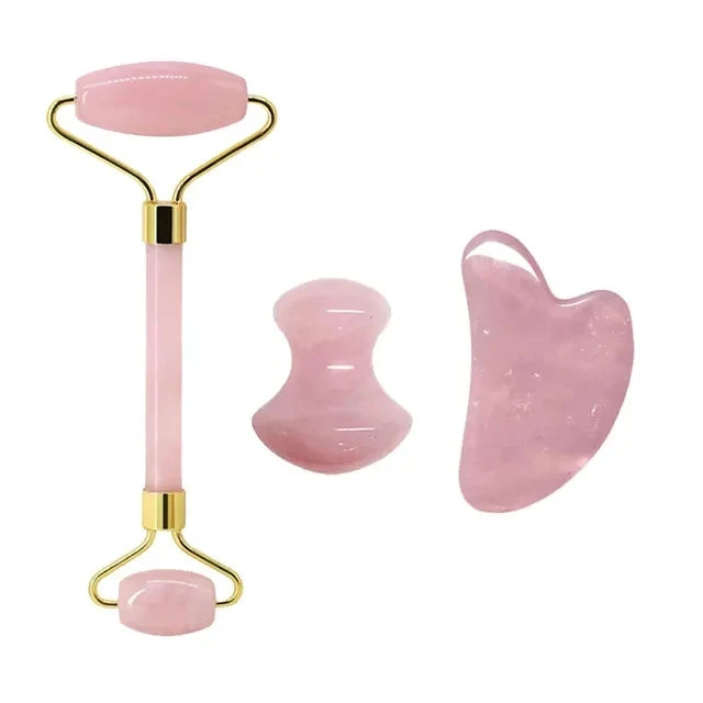 Rouleau de Massage Gua Sha en Quartz Rose Naturel - Éclat et Sérénité