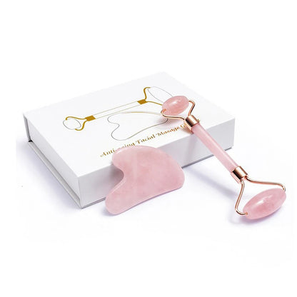 Rouleau de Massage Gua Sha en Quartz Rose Naturel - Éclat et Sérénité