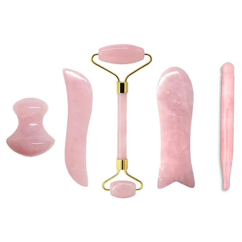 Rouleau de Massage Gua Sha en Quartz Rose Naturel - Éclat et Sérénité