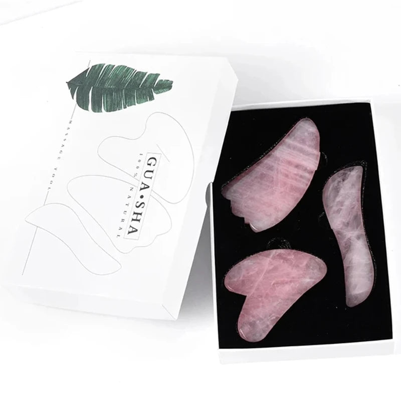 Rouleau de Massage Gua Sha en Quartz Rose Naturel - Éclat et Sérénité