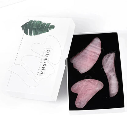 Rouleau de Massage Gua Sha en Quartz Rose Naturel - Éclat et Sérénité