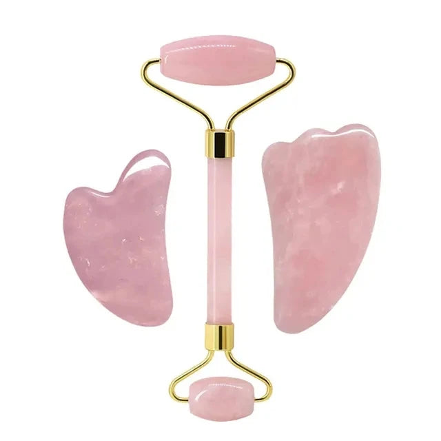 Rouleau de Massage Gua Sha en Quartz Rose Naturel - Éclat et Sérénité