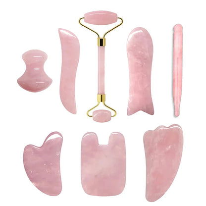 Rouleau de Massage Gua Sha en Quartz Rose Naturel - Éclat et Sérénité
