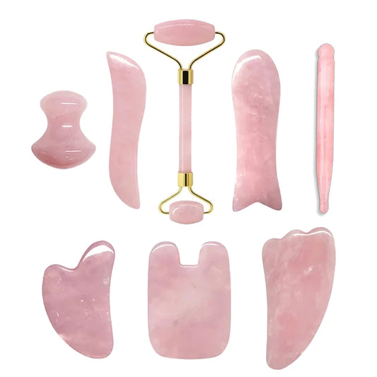 Rouleau de Massage Gua Sha en Quartz Rose Naturel - Éclat et Sérénité