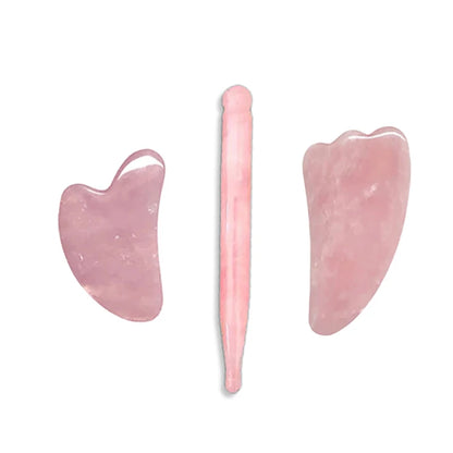 Rouleau de Massage Gua Sha en Quartz Rose Naturel - Éclat et Sérénité